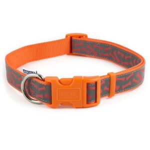 Ancol Reflective Bone Orange Dog Collar