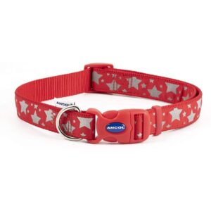 Ancol Reflective Star Red Adjustable Dog Collar