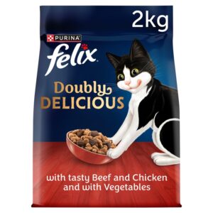 FELIX Doubly Delicious Beef Chicken & Vegetables Dry Cat Food