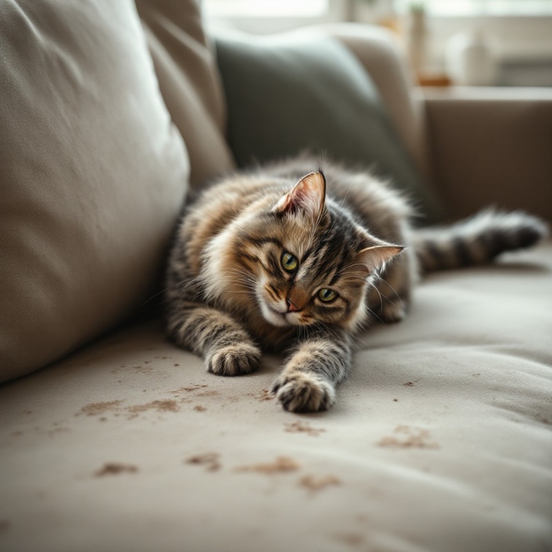 A cat scratching a sofa, a common sign of pet behavioural issues