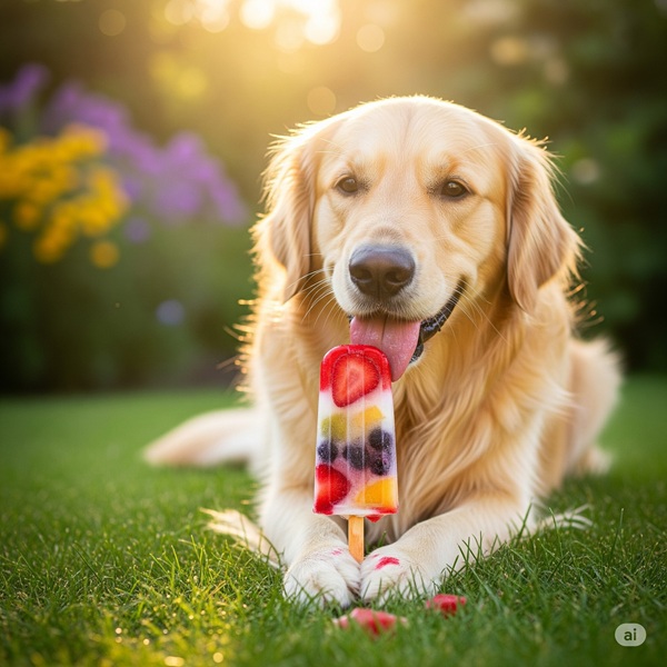 a happy dog eating a homemade frozen treat