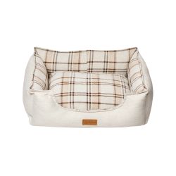 Dubex British Tartan Dog Bed Cream & Beige