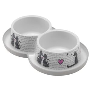 Moderna Trendy Dinner Double Cats in Love White