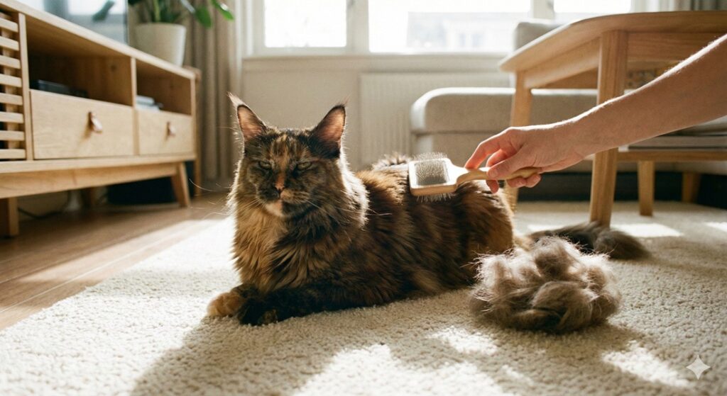 Using a brush for effective pet grooming tips during the spring shed.